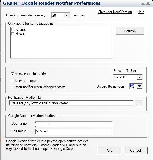 Google Reader Sound alert
