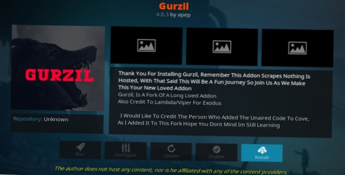 Complemento Gurzil Kodi - Como instalar o Gurzil no Kodi