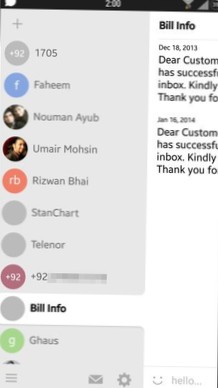 hallo sms er en Android Messaging-app med et pent, tabbed grensesnitt