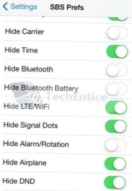 Ascundeți bara de stare iOS 7 sau oricare dintre pictogramele / elementele sale cu StatusBarSuite
