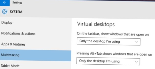 Ukryj okna / aplikacje otwarte na innych pulpitach wirtualnych na pasku zadań [Windows 10]