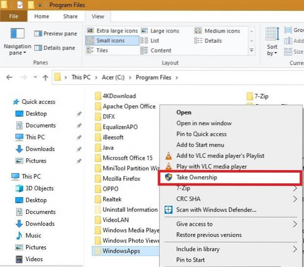 Jak získat přístup do složky WindowsApps v systému Windows 10