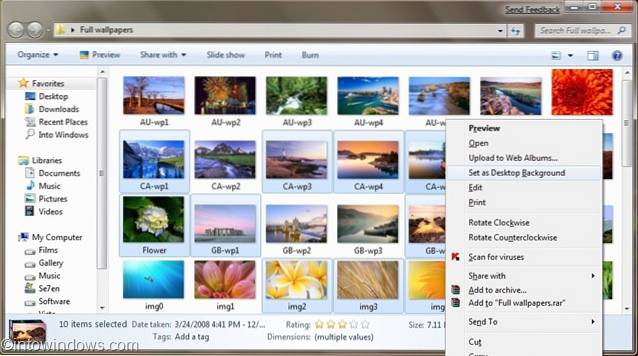 How To Activate Windows 7's Desktop Slideshow Feature From Right Within Explorer