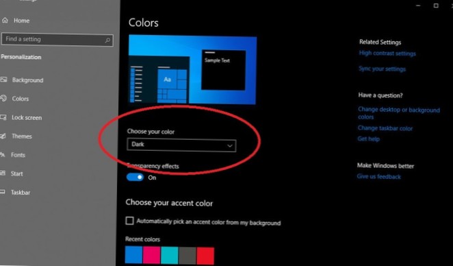 Accentkleur en donker thema toevoegen aan Windows Search op Windows 10