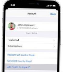 Jak přidat prostředky na vaše Apple ID