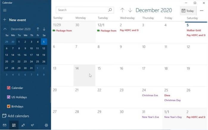Come aggiungere o rimuovere eventi / promemoria nel calendario di Windows 10