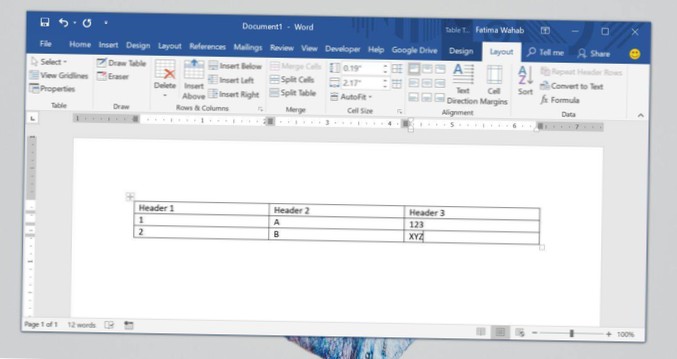Cómo alinear texto dentro de tablas en Microsoft Word