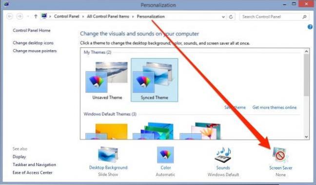 How to apply screensaver in Windows 10