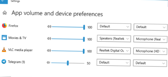 Hvordan tilordne en lydenhet til en app i Windows 10