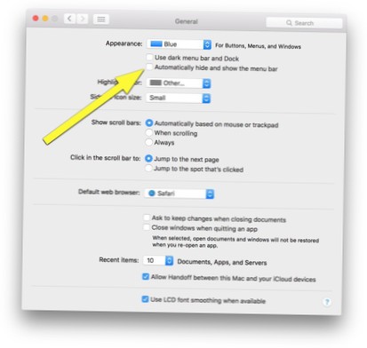 Jak automaticky skrýt lištu nabídek a ukotvit v systému macOS