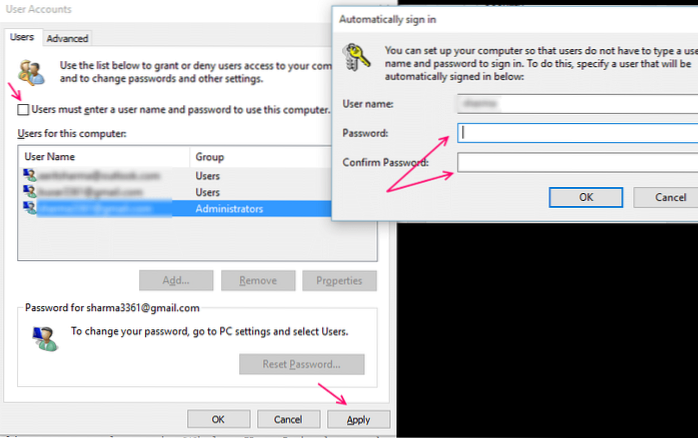 Cum să vă conectați automat la Windows 10 fără parole