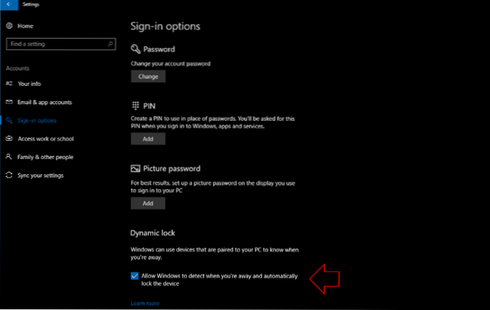 Come bloccare automaticamente il PC Windows 10 quando ti allontani