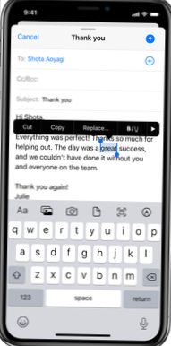 Como fazer backup do texto da área de transferência no iOS