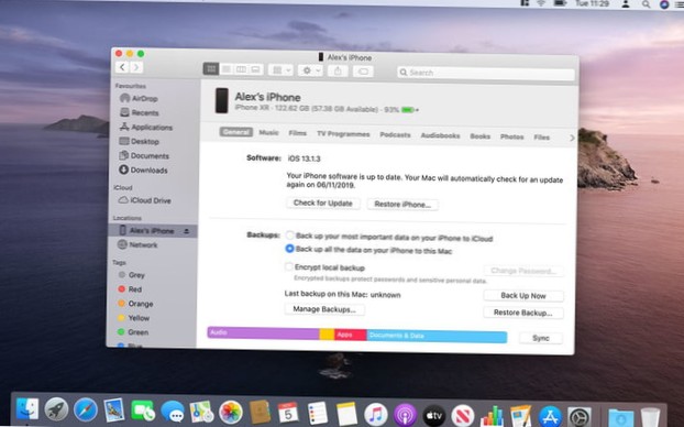 So sichern Sie Ihr iPhone ohne iTunes unter macOS Catalina