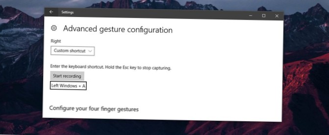 Cómo vincular un atajo de teclado a un gesto de deslizamiento en Windows 10