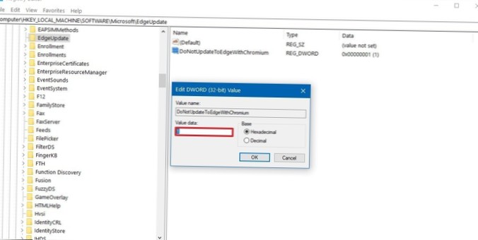 So blockieren Sie das automatische Chromium Edge-Upgrade unter Windows 10