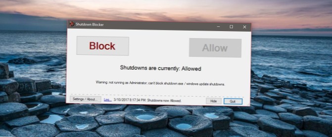 Cum se blochează închiderea și repornirea pe Windows 10