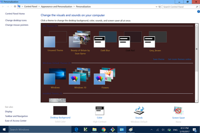 How to change and install theme in windows 10
