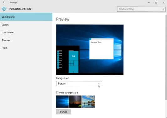 Cum se schimbă fundalul desktopului în Windows 10