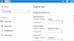 Comment modifier les raccourcis clavier de la barre de jeu dans Windows 10