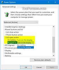 How to change 'Lid open action' in Windows 10