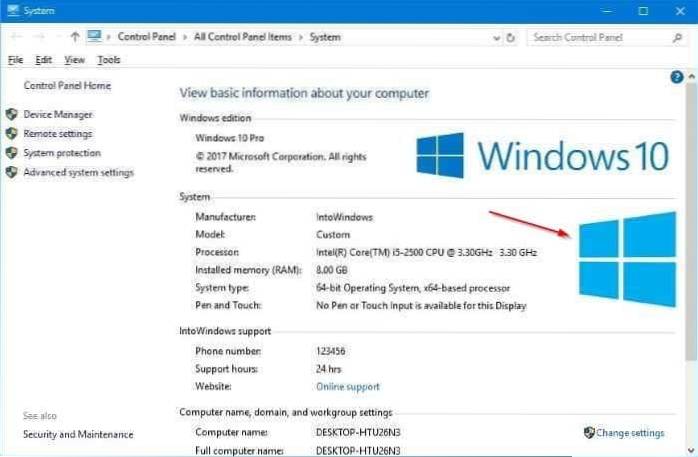 How To Change OEM Logo And Information In Windows 10