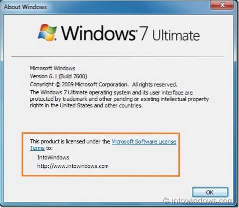 How To Change Registered Owner And Organization Name In Windows 7