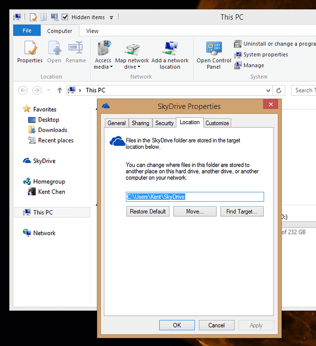 How To Change SkyDrive Folder Location In Windows 8.1
