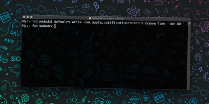 Como alterar o tempo de dispensa de notificação de banner no macOS