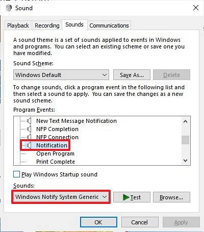 Como alterar os sons de notificação do Windows 10
