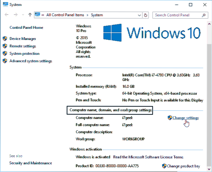 Jak změnit název počítače v systému Windows 10