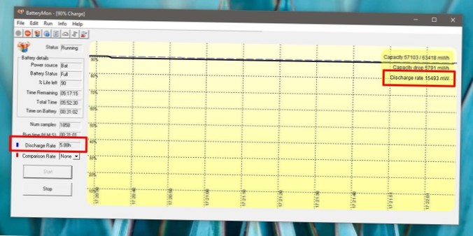 Hvordan sjekke batteriets utladningshastighet på Windows 10