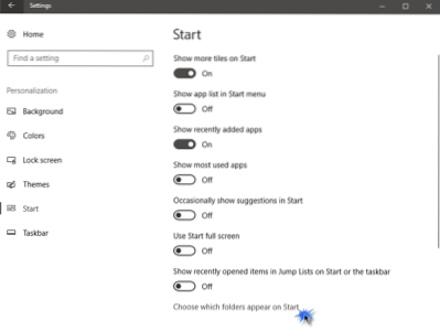 How to Choose which folder appear on Start menu in Windows 10