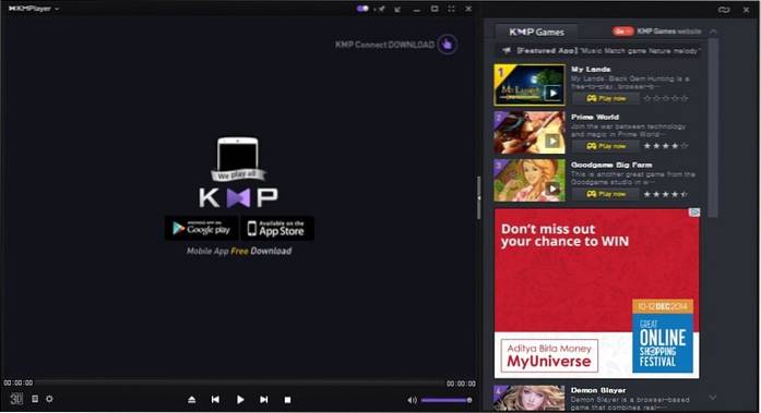 Como desativar completamente os jogos e anúncios do KMPlayer