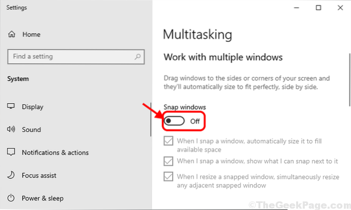 Como desativar completamente o redimensionamento e ajuste do Windows 10