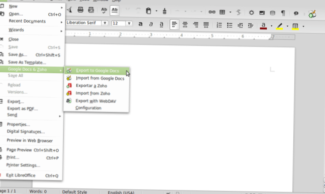 Jak převést dokumenty Google na soubory Libre Office v systému Linux