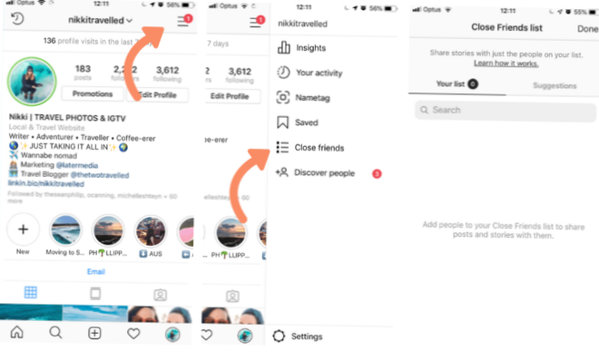 Como criar uma lista de amigos próximos no Instagram