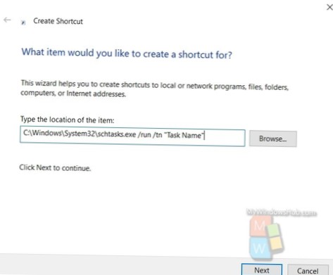 How To Create a Desktop Shortcut For Scheduled Tasks On Windows 10
