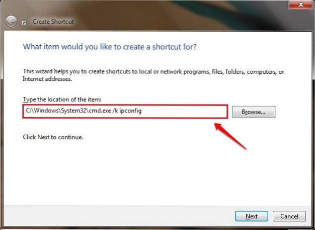 Jak vytvořit zástupce na ploše příkazu CMD v systému Windows