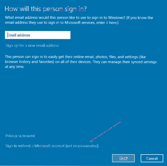 Jak vytvořit místní účet Windows 10 bez e-mailu