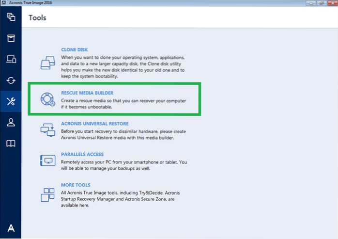 Acronis True Image opstartbare media of opstartbare ISO maken
