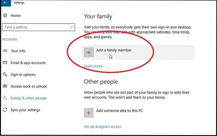 Como criar uma nova conta de membro da família no Windows 10