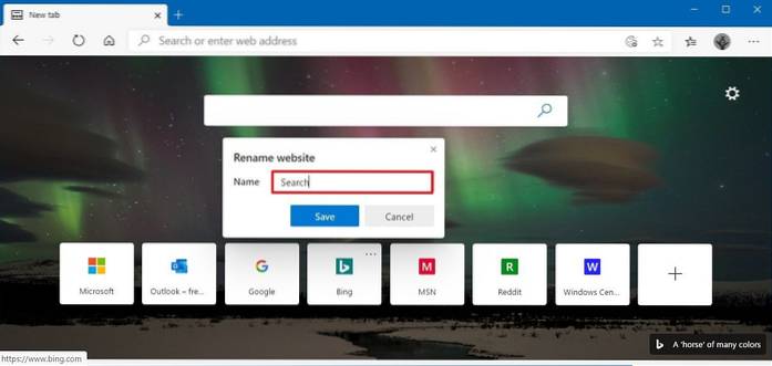 Sådan tilpasser du kanten af den nye fane i Windows 10