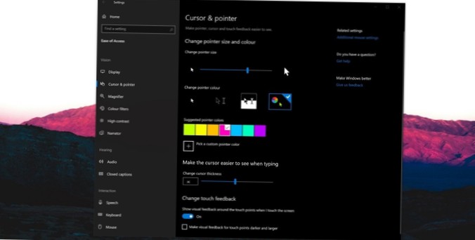 Cum se personalizează cursorul pe Windows 10