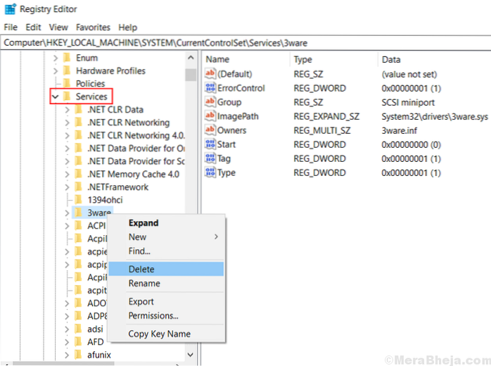 Cómo eliminar un servicio de forma permanente en Windows 10