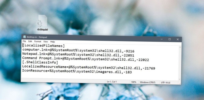 Cómo eliminar el escritorio.ini archivos en Windows 10