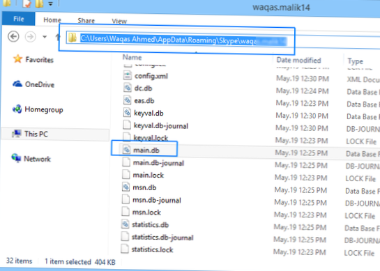 Jak odstranit Skype konverzaci pro jeden kontakt ve Windows
