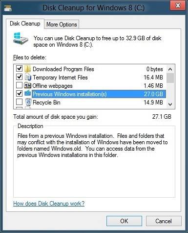 Come eliminare Windows.vecchia cartella in Windows 8