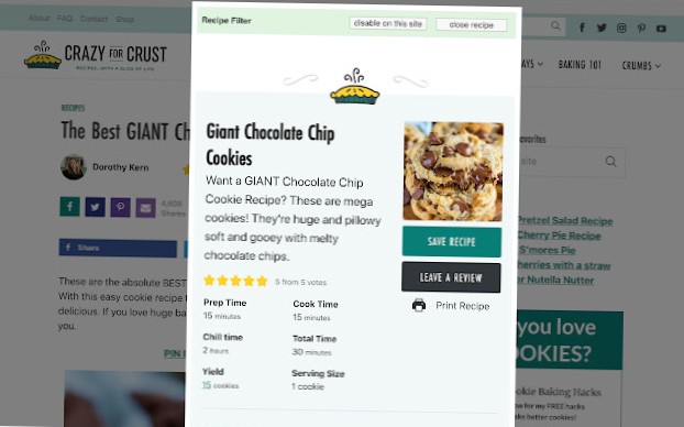 Como detectar receitas em uma página da web [Chrome]