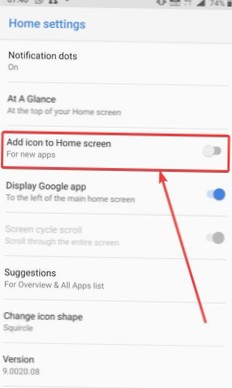 Jak zakázat přidání ikony aplikace na domovskou obrazovku pro nové aplikace v systému Android